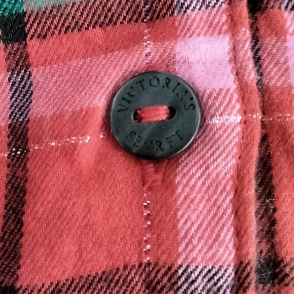 Victoria's Secret Womens Flannel Pajama Top Size S Button Down Festive Holiday - Picture 2 of 5